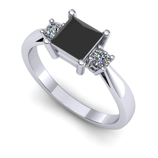 Inel din aur alb cu diamant negru