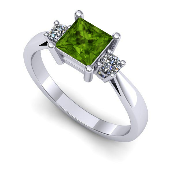 Inel de logodna din aur alb cu peridot