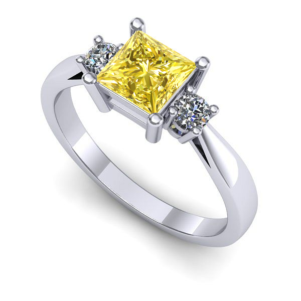 Inel logodna din aur alb cu safir galben