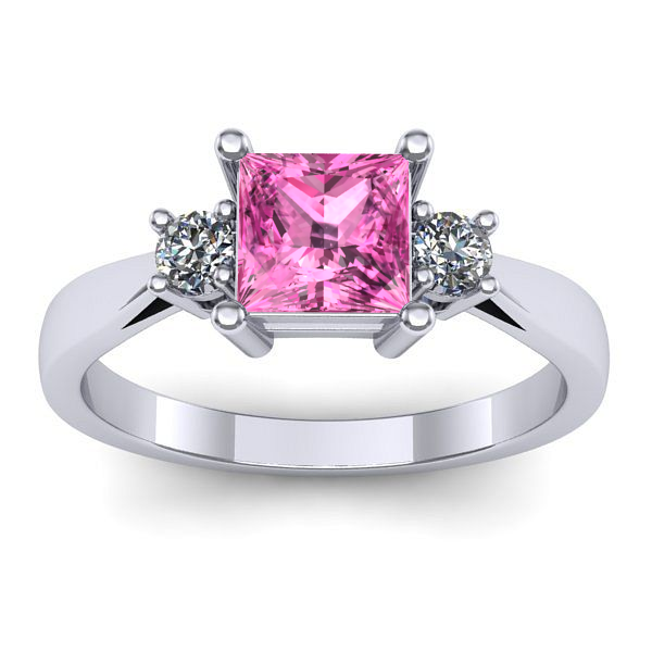 Inel logodna cu safir roz patrat