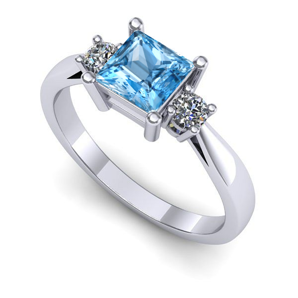 Inel logodna din aur alb cu topaz blue