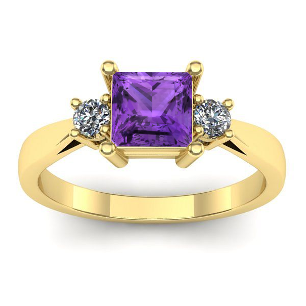 Inel logodna cu ametist patrat