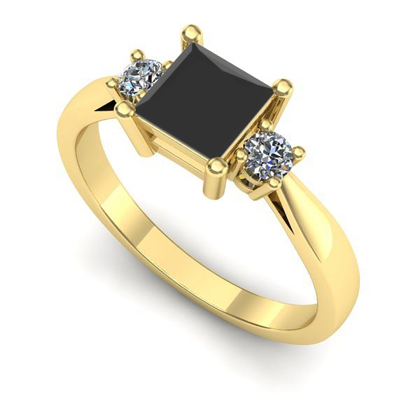 Inel din aur galben cu diamant negru