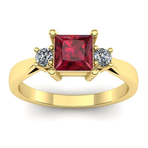 Inel cu rubin patrat