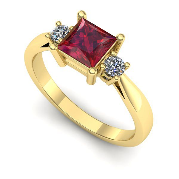 Inel de logodna din aur galben cu rubin