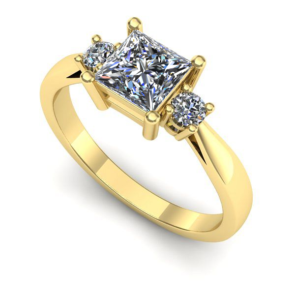 Inel din aur galben cu safir alb