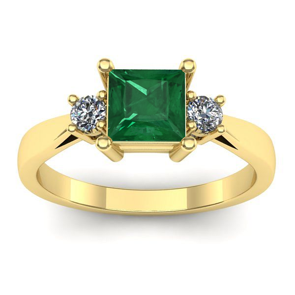 Inel cu smarald patrat