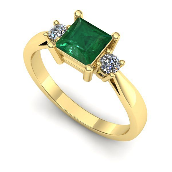 Inel de logodna din aur galben cu smarald