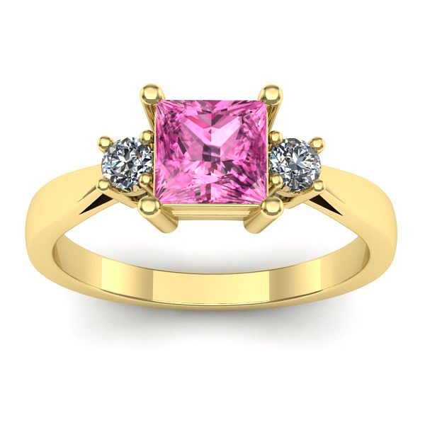 Inel cu safir roz patrat