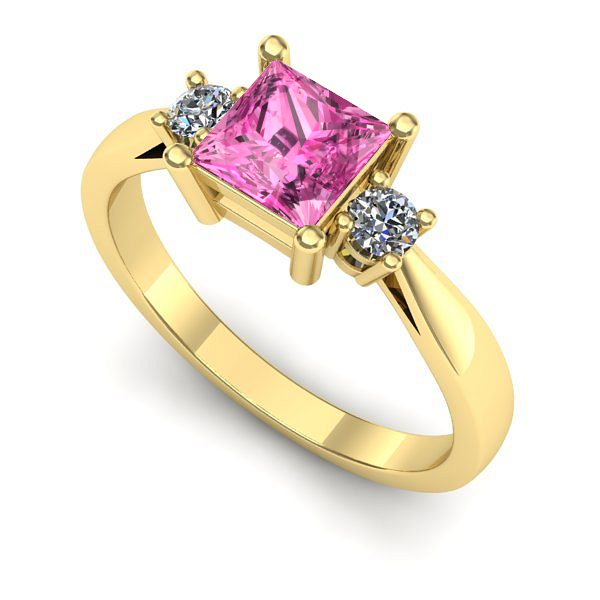 Inel de logodna din aur galben cu safir roz