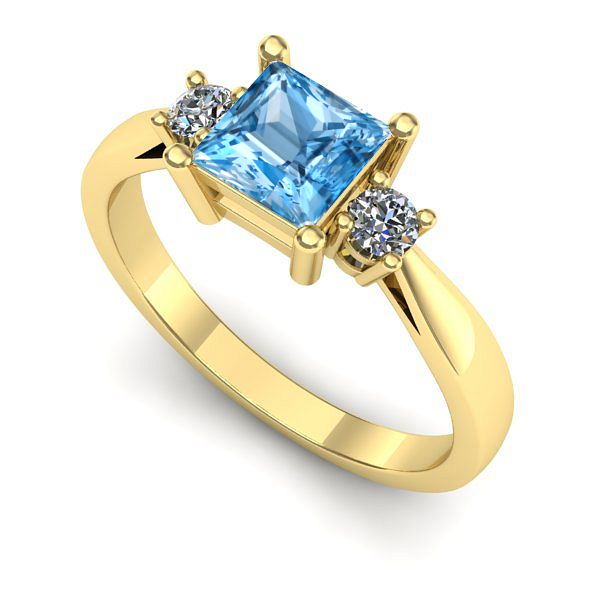 Inel din aur galben cu topaz blue