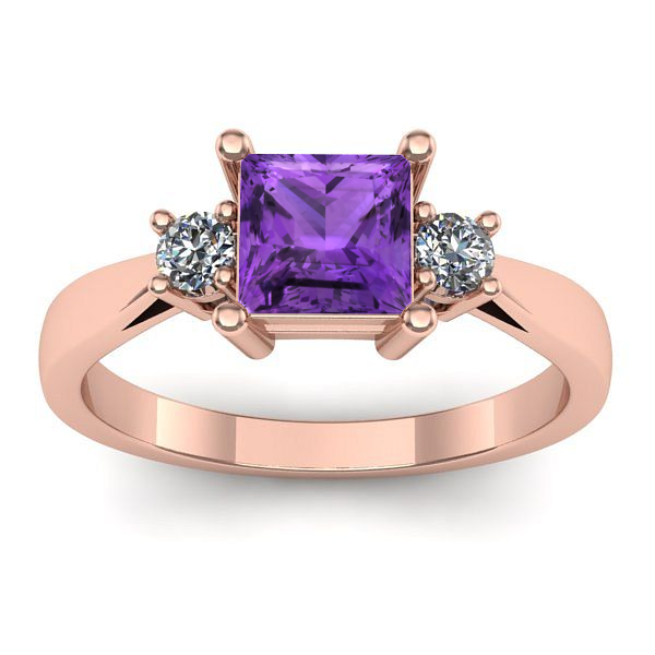 Inel cu ametist patrat