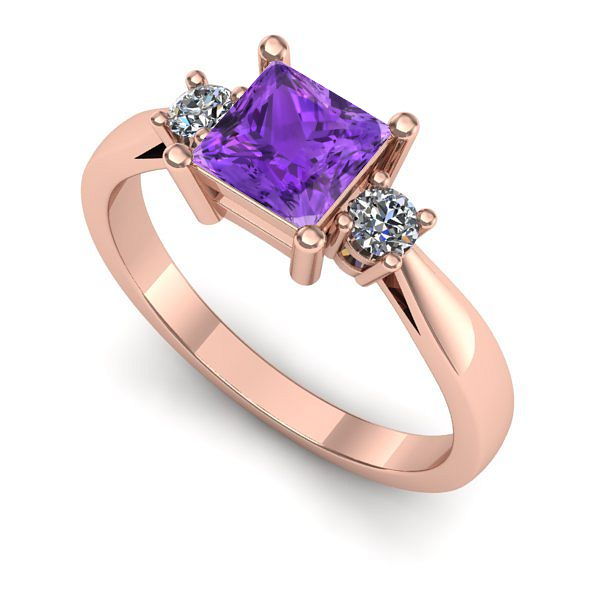 Inel din aur roz cu ametist