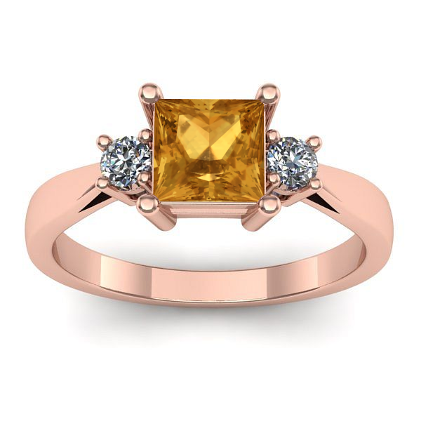 Inel logodna cu citrin patrat