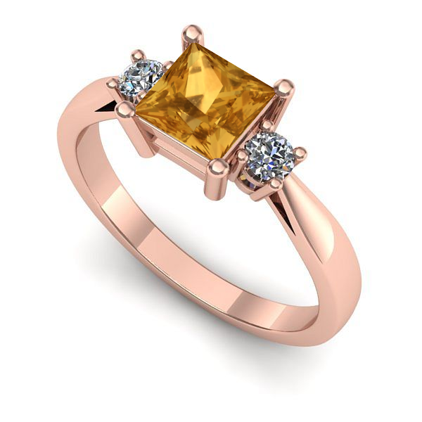 Inel de logodna din aur roz cu citrin