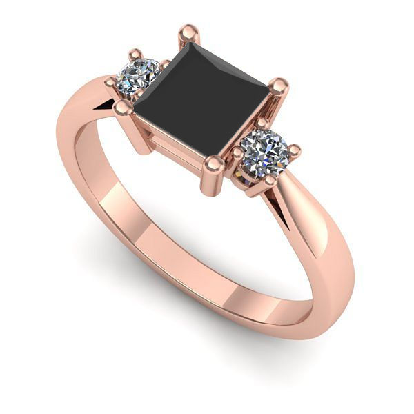 Inel de logodna din aur roz cu diamant negru