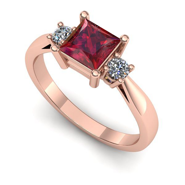 Inel de logodna din aur roz cu rubin