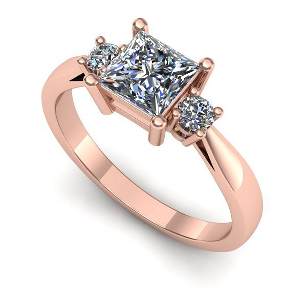 Inel de logodna din aur roz cu safir alb