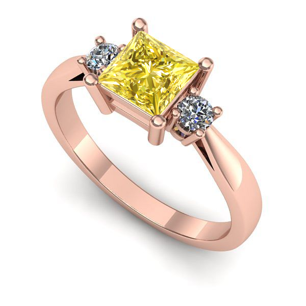 Inel logodna din aur roz cu safir galben