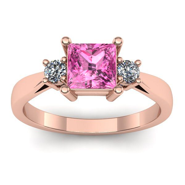 Inel cu safir roz patrat