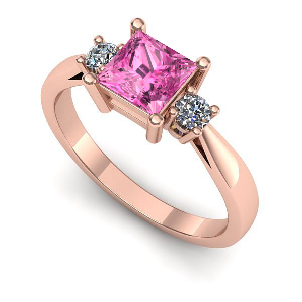 Inel logodna din aur roz cu safir roz
