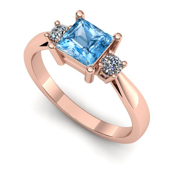 Inel de logodna din aur roz cu topaz blue