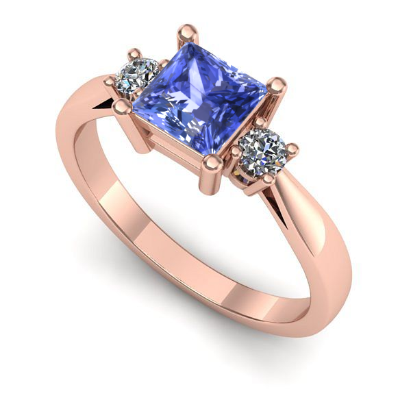 Inel logodna din aur roz cu tanzanit