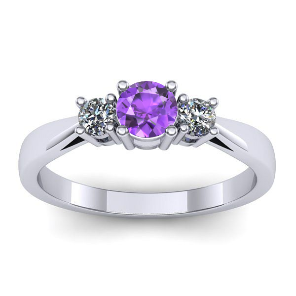 Inel de logodna cu ametist rotund