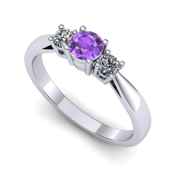 Inel logodna din aur alb cu ametist