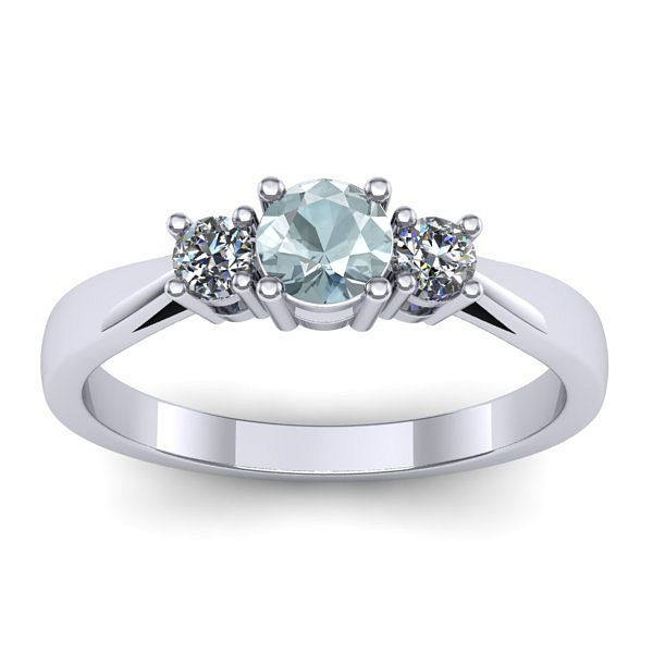 Inel cu aquamarin rotund