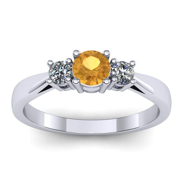 Inel cu citrin rotund