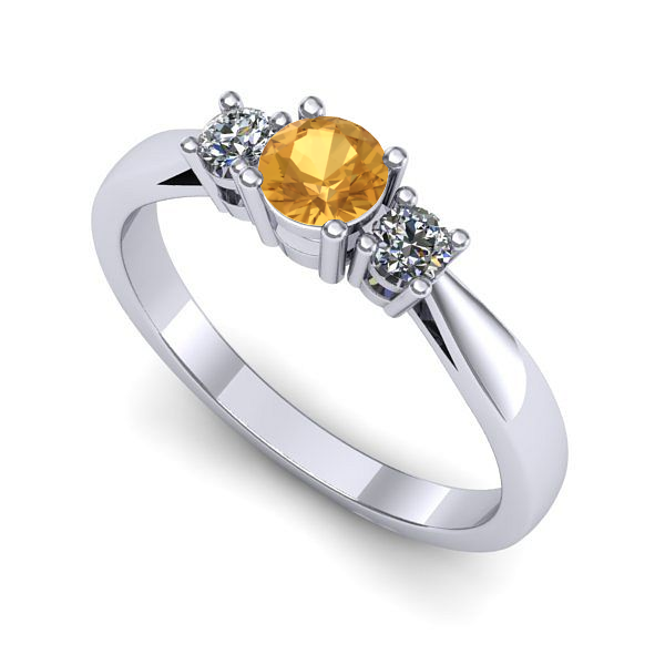 Inel din aur alb cu citrin