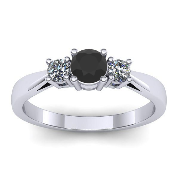 Inel de logodna cu diamant negru rotund