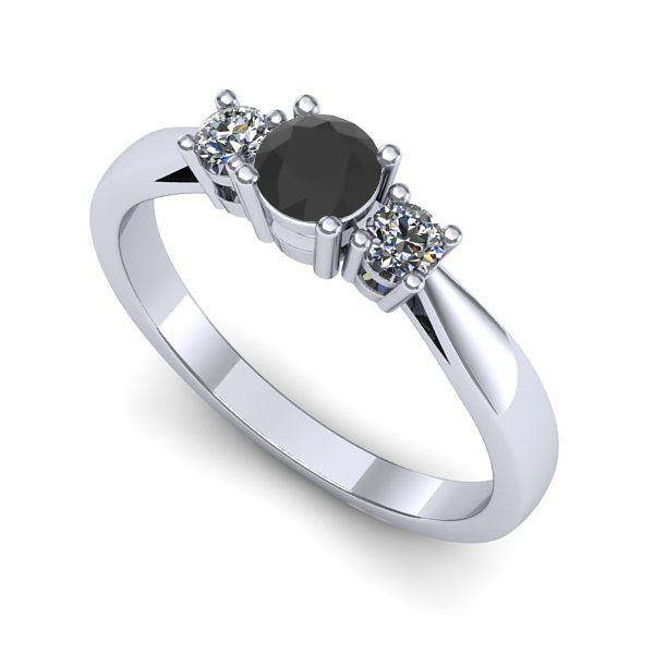 Inel de logodna din aur alb cu diamant negru