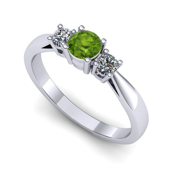 Inel de logodna din aur alb cu peridot