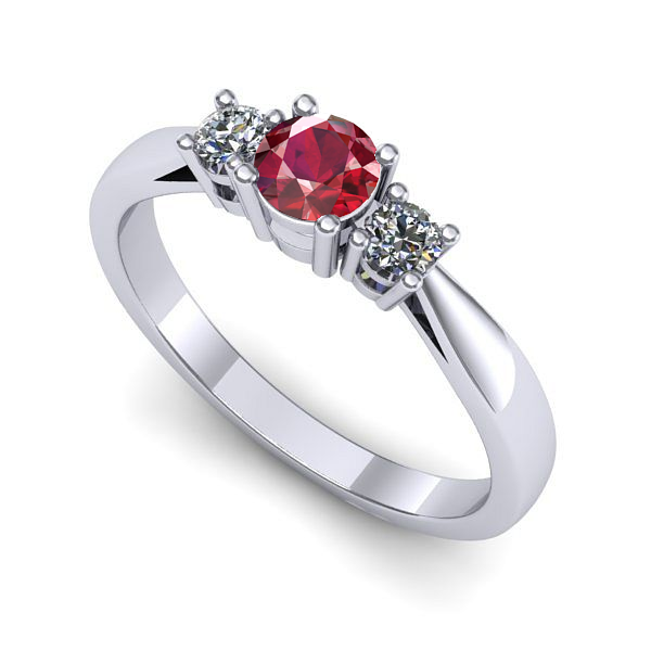 Inel din aur alb cu rubin