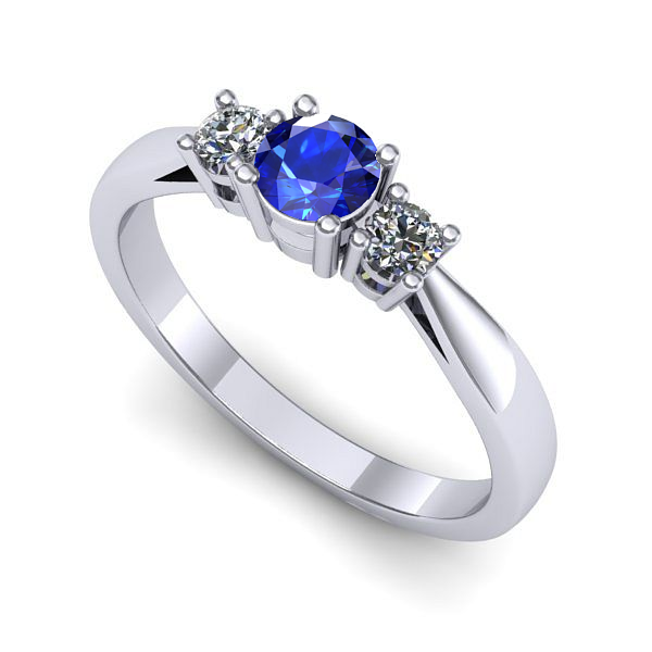 Inel de logodna din aur alb cu safir