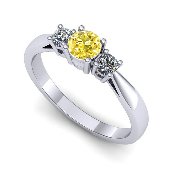 Inel de logodna din aur alb cu safir galben