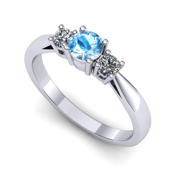 Inel de logodna din aur alb cu topaz blue