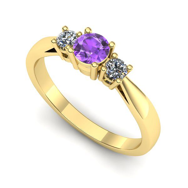 Inel de logodna din aur galben cu ametist