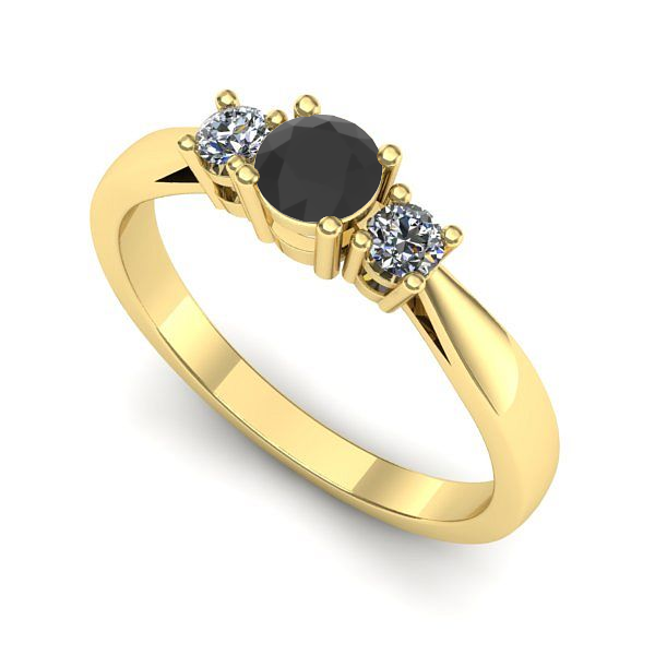 Inel logodna din aur galben cu diamant negru