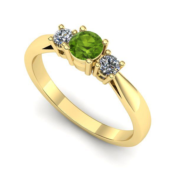 Inel logodna din aur galben cu peridot