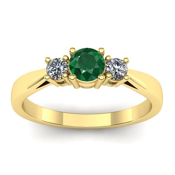 Inel logodna cu smarald rotund