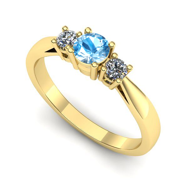 Inel din aur galben cu topaz blue