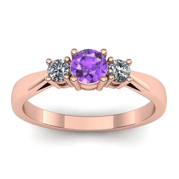 Inel de logodna cu ametist rotund