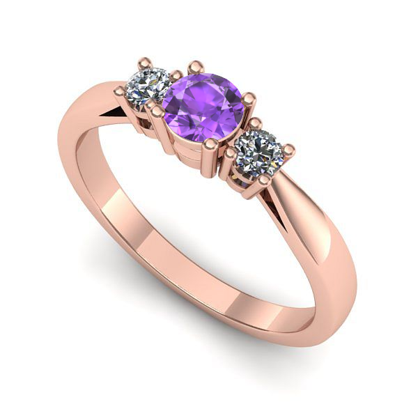 Inel logodna din aur roz cu ametist