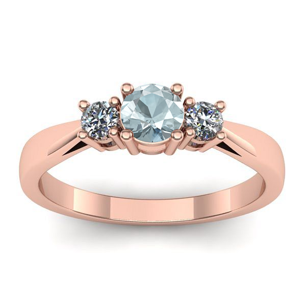 Inel logodna cu aquamarin rotund