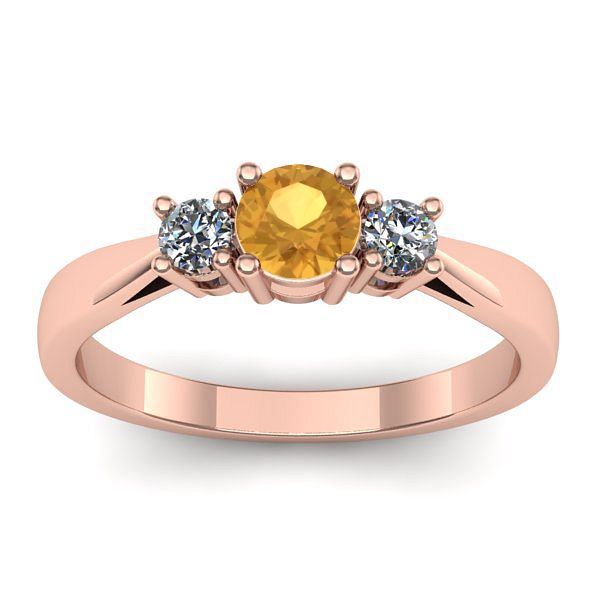 Inel cu citrin rotund