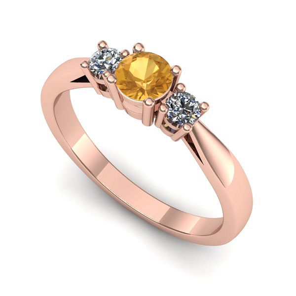 Inel logodna din aur roz cu citrin