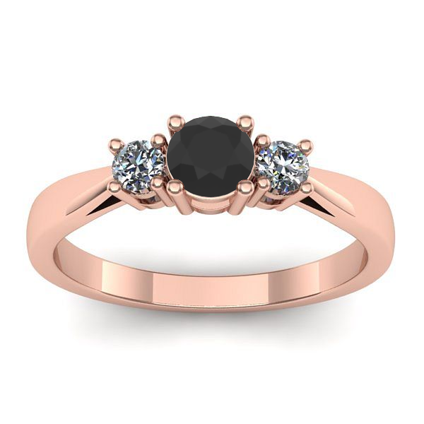 Inel cu diamant negru rotund